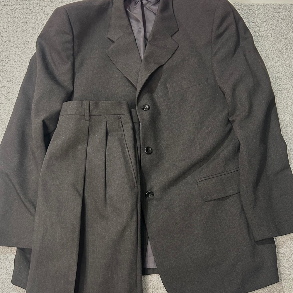 Pavone Suit Set‎ 2pc 44R Charcoal Black Made in Italy Wool Formal Wedding Luxury